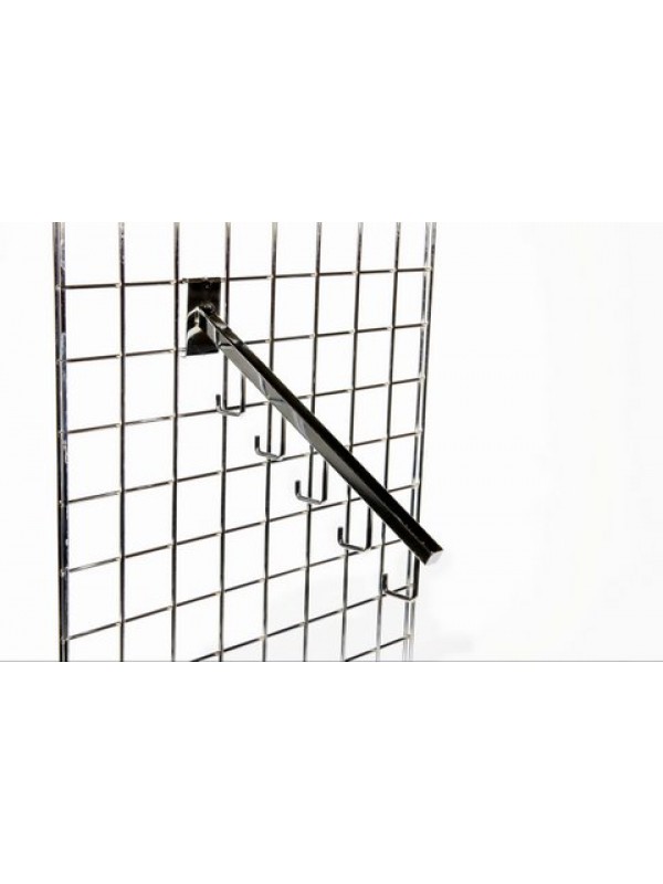 Gridwall Five Hook Waterfall Arm - Chrome