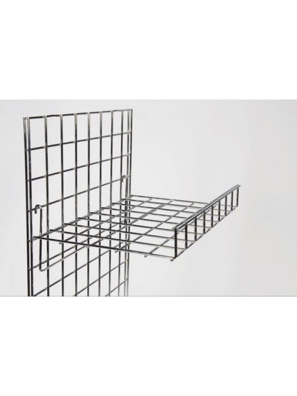 Gridwall Flat Shelf With Lip - Chrome