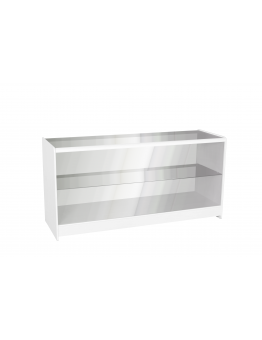 Full Glass Shop Counter c/w 1 Shelf 1800mm (W) - White