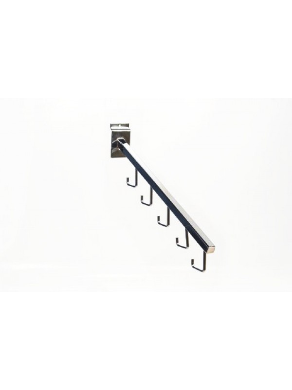 Slatwall Five Hook Waterfall Arm - Chrome