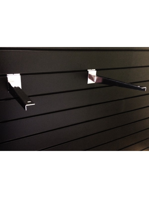 Slatwall Woodshelf Bracket (Pair) 300mm  - Chrome